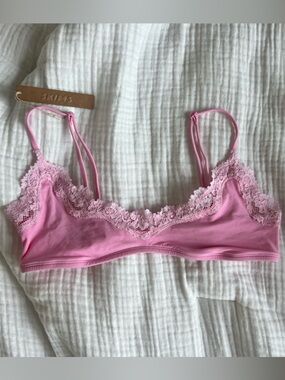 Skims Light Pink Lace-Trim Bralette NWT